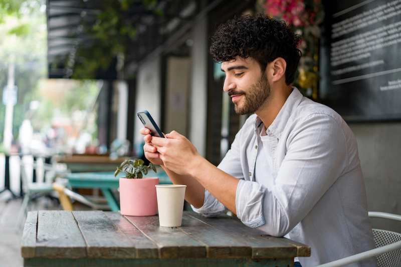 A man using a dating app